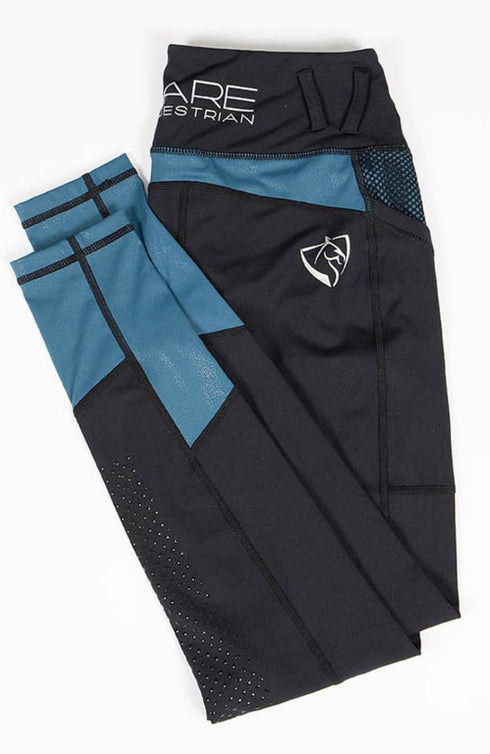 Youth Performance Riding Tights - Teal Glamour